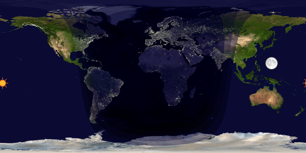 Verdenskart som viser dag og natt 