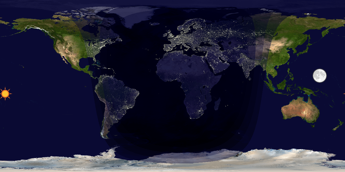Verdenskart som viser dag og natt 