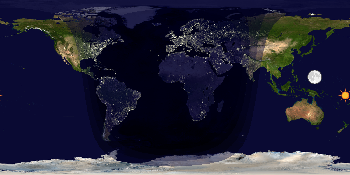 Verdenskart som viser dag og natt 