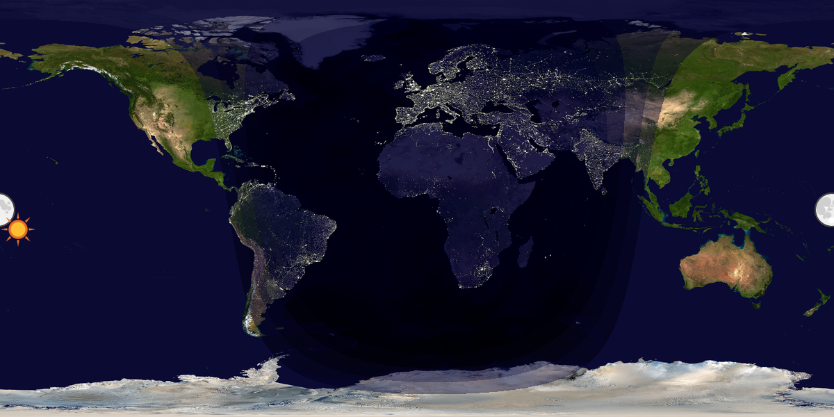 Verdenskart som viser dag og natt 