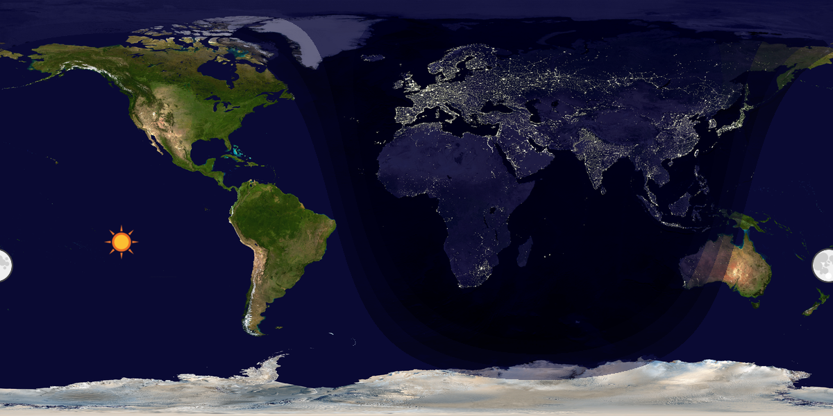 Verdenskart som viser dag og natt 