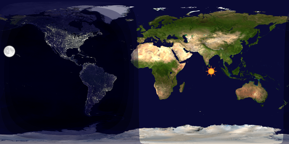 Verdenskart som viser dag og natt 