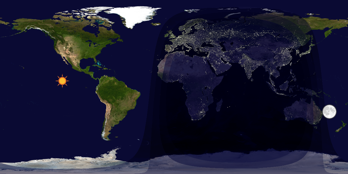 Verdenskart som viser dag og natt 