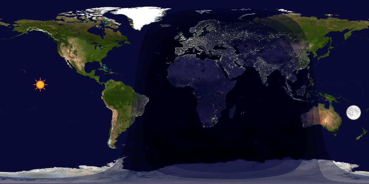 Verdenskart som viser dag og natt 