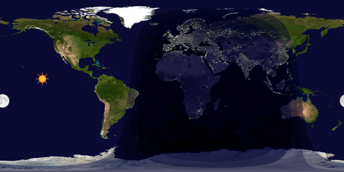 Verdenskart som viser dag og natt 