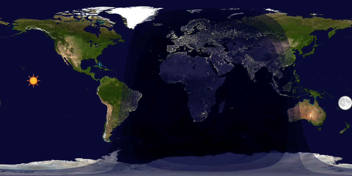 Verdenskart som viser dag og natt 