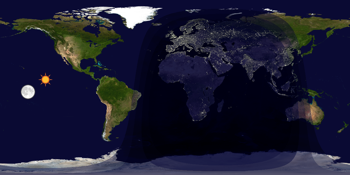 Verdenskart som viser dag og natt 