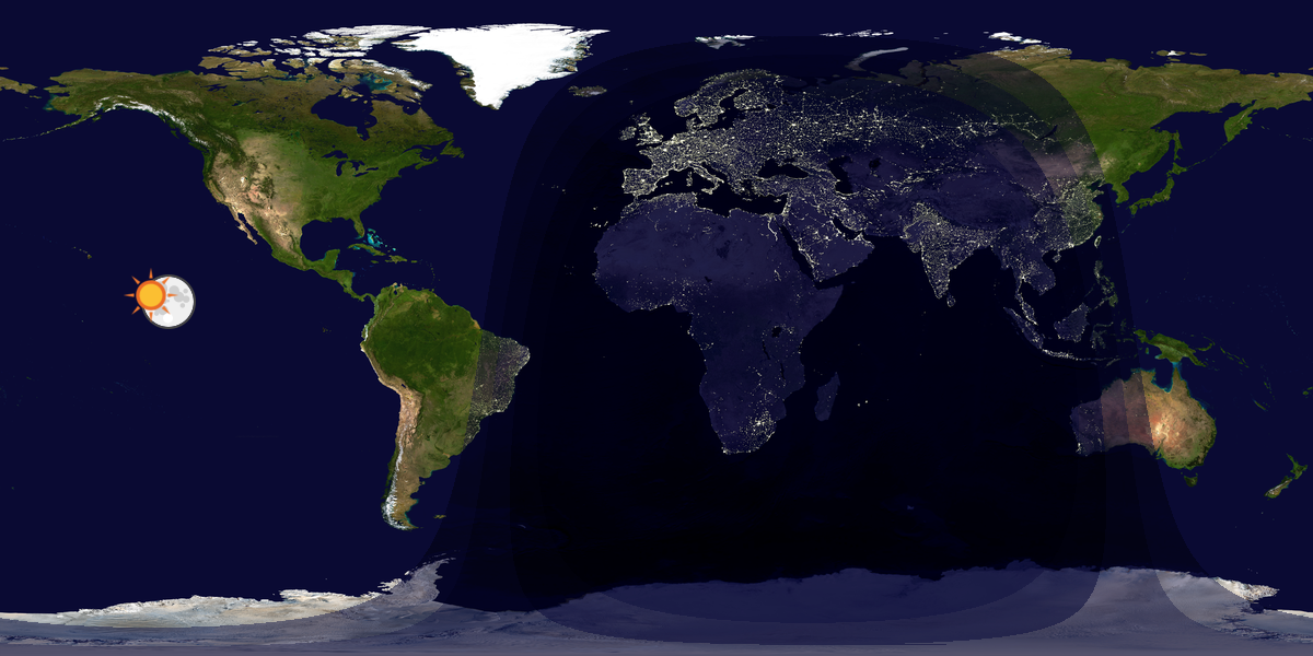Verdenskart som viser dag og natt 