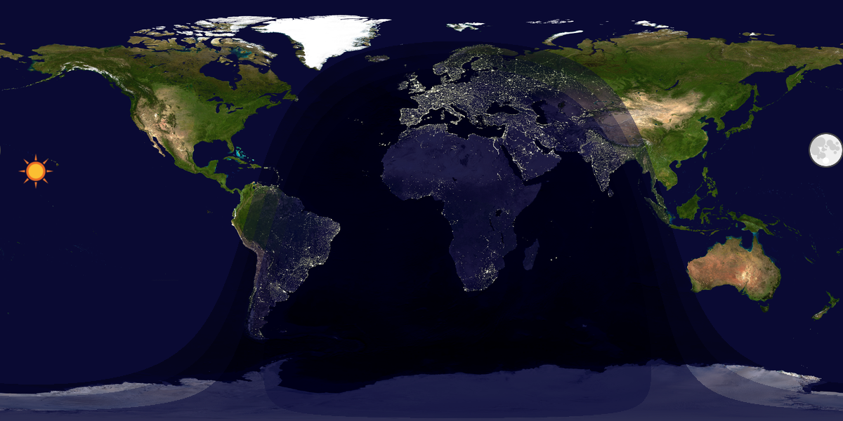 Verdenskart som viser dag og natt 