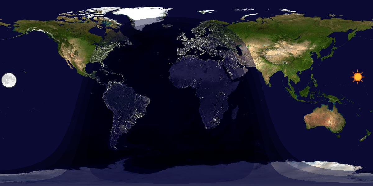 Verdenskart som viser dag og natt 