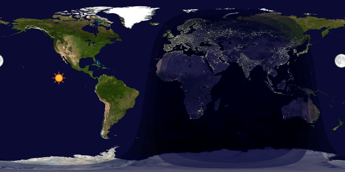 Verdenskart som viser dag og natt 