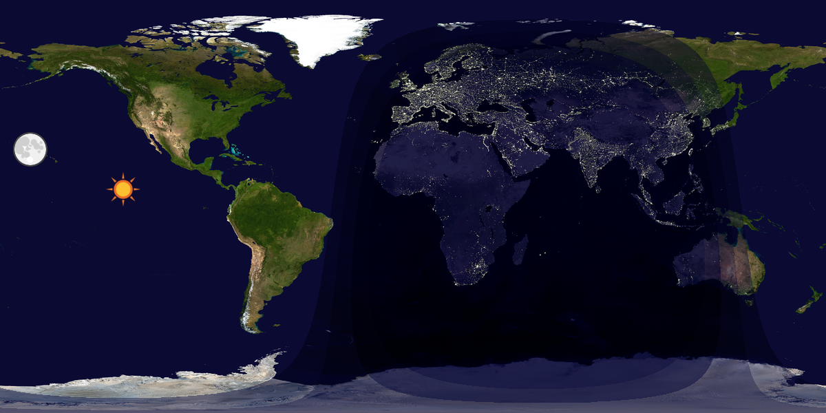 Verdenskart som viser dag og natt 