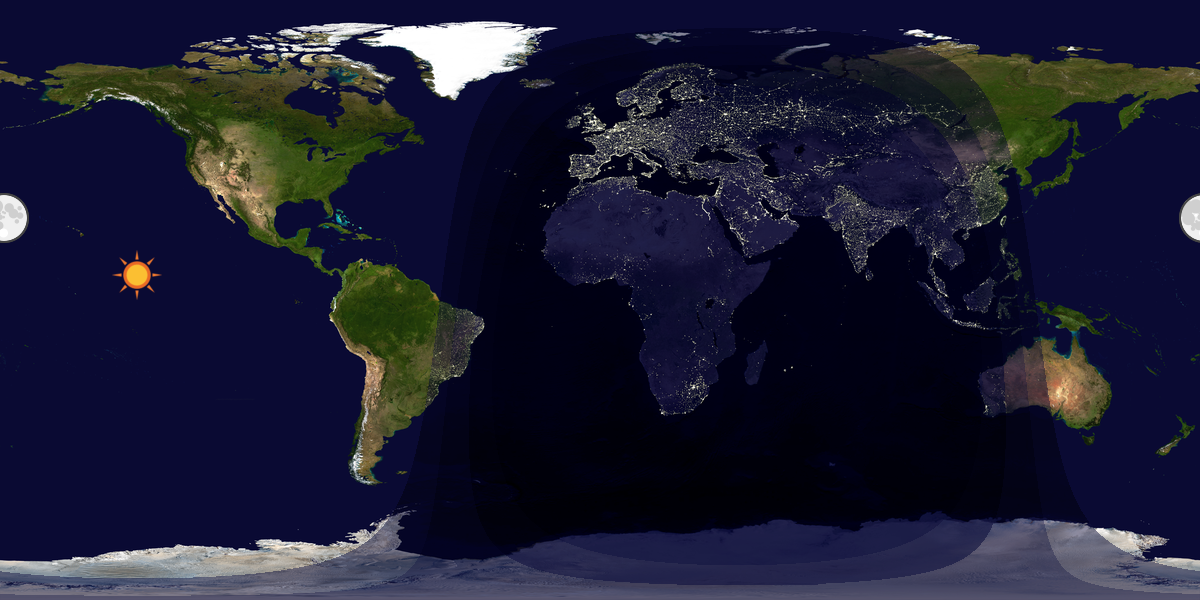Verdenskart som viser dag og natt 