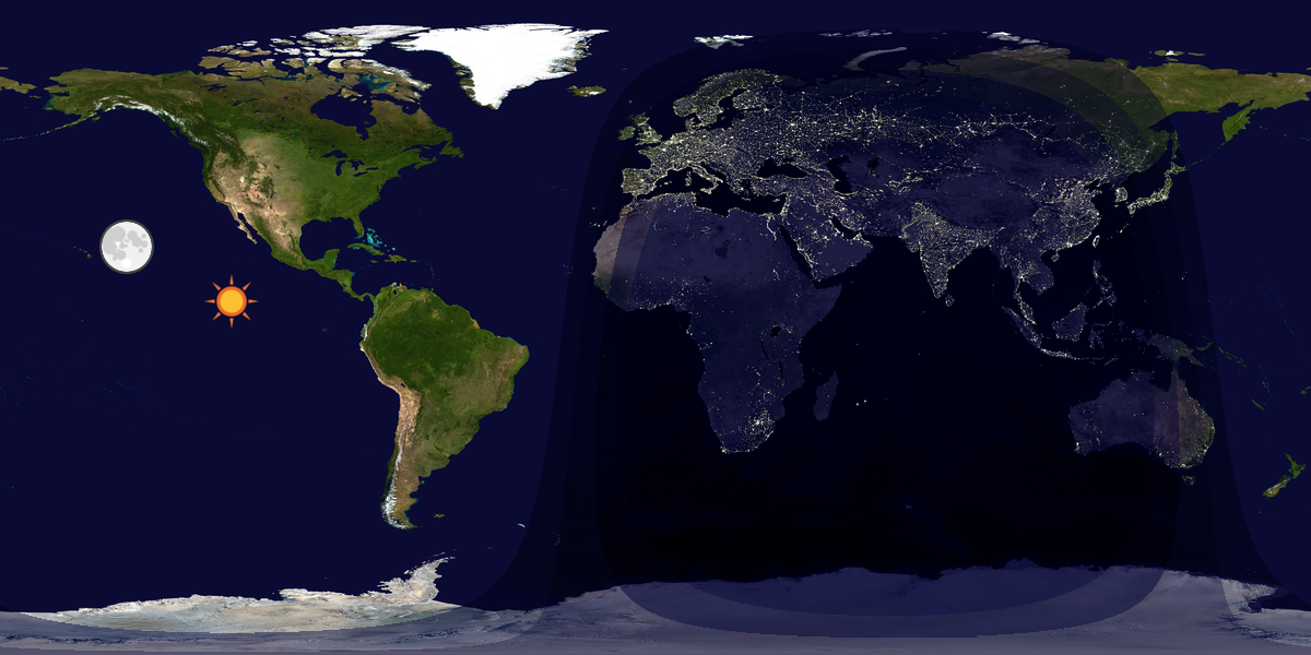 Verdenskart som viser dag og natt 