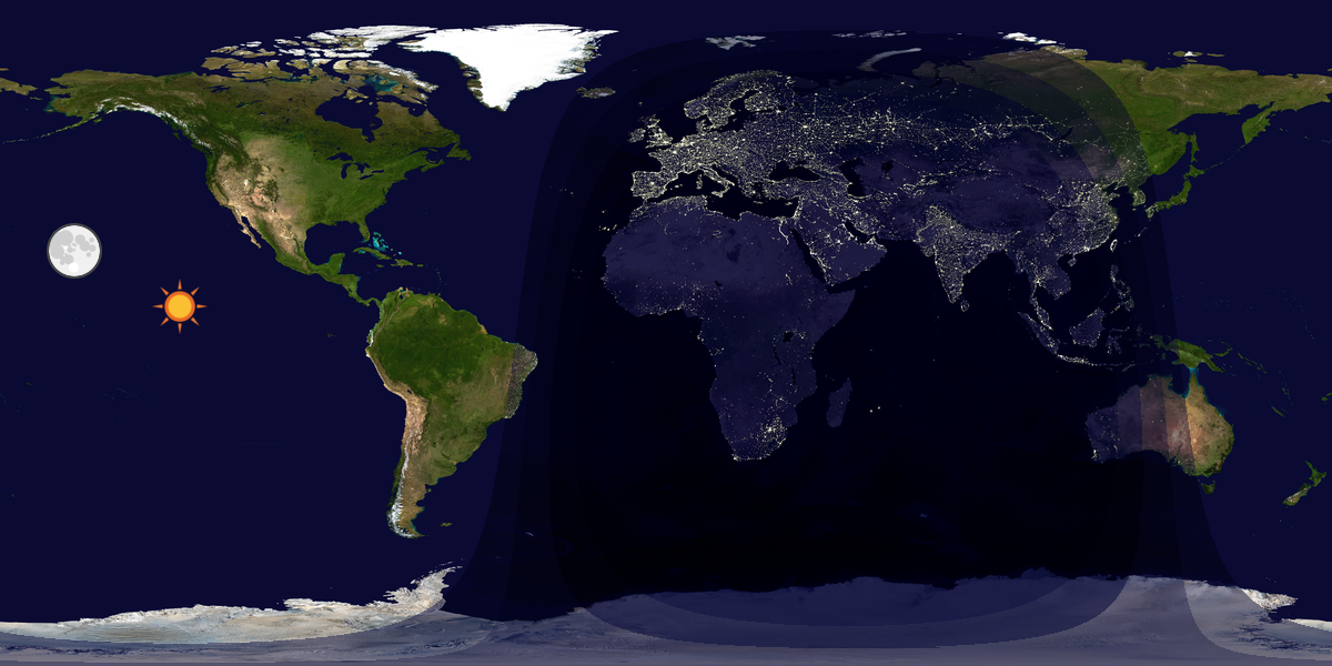 Verdenskart som viser dag og natt 