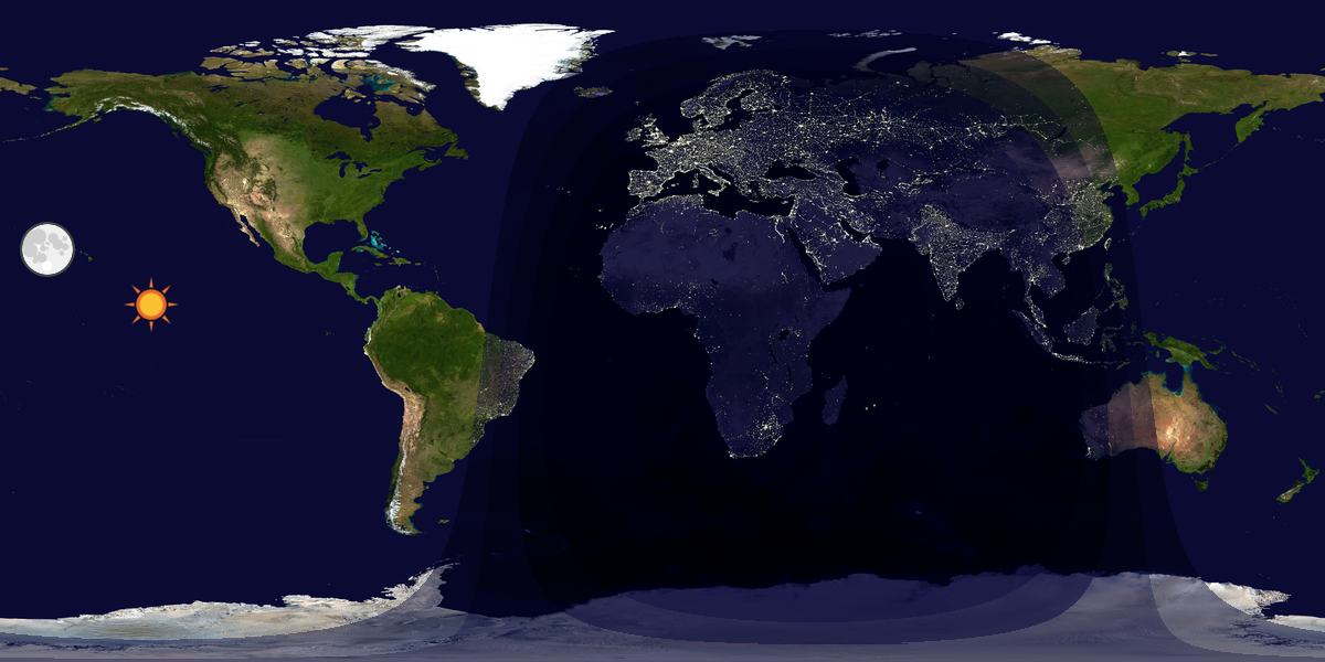 Verdenskart som viser dag og natt 