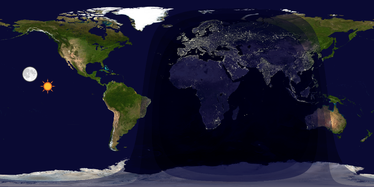 Verdenskart som viser dag og natt 