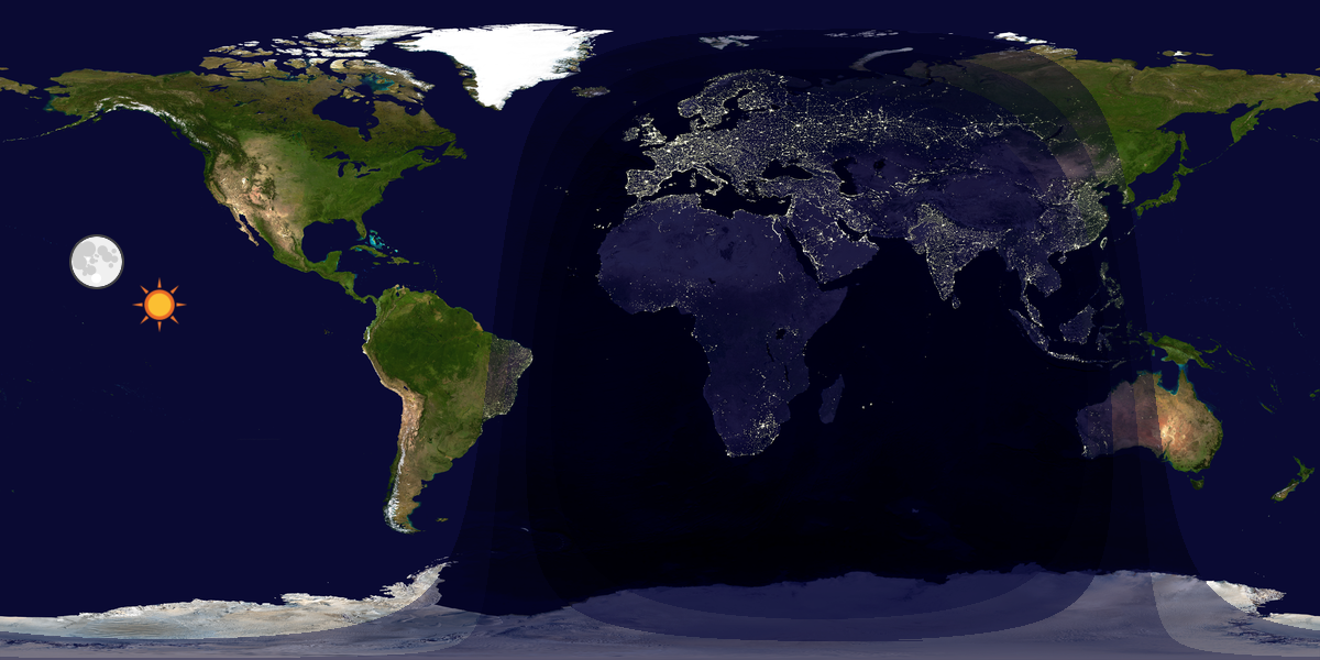 Verdenskart som viser dag og natt 