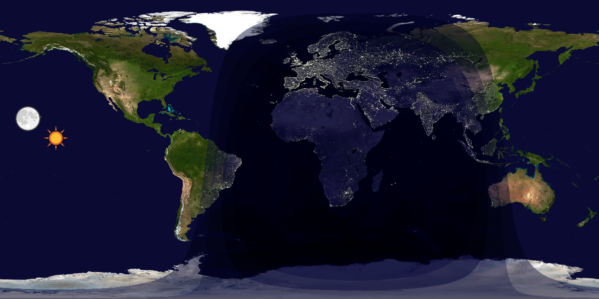 Verdenskart som viser dag og natt 