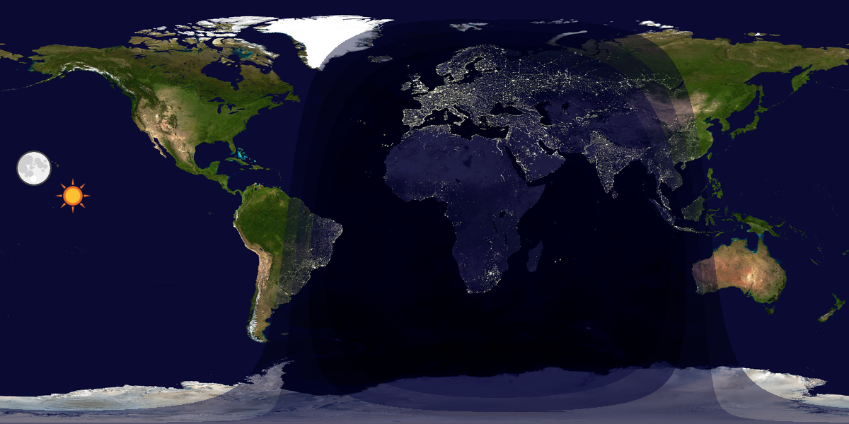 Verdenskart som viser dag og natt 