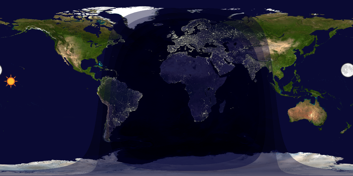 Verdenskart som viser dag og natt 
