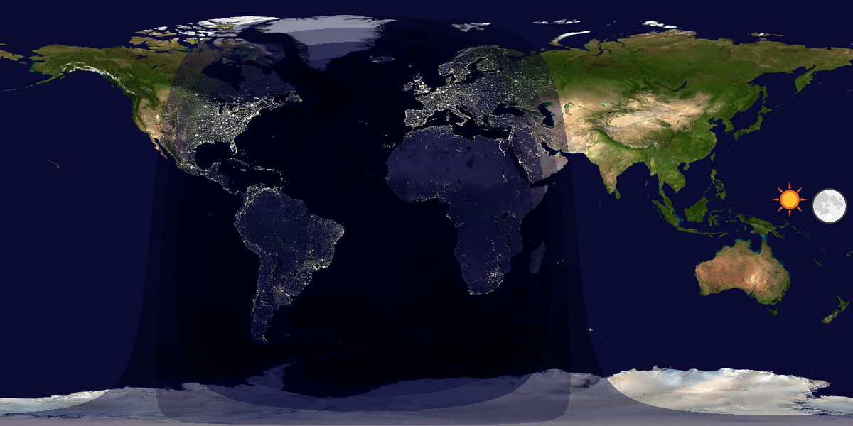 Verdenskart som viser dag og natt 