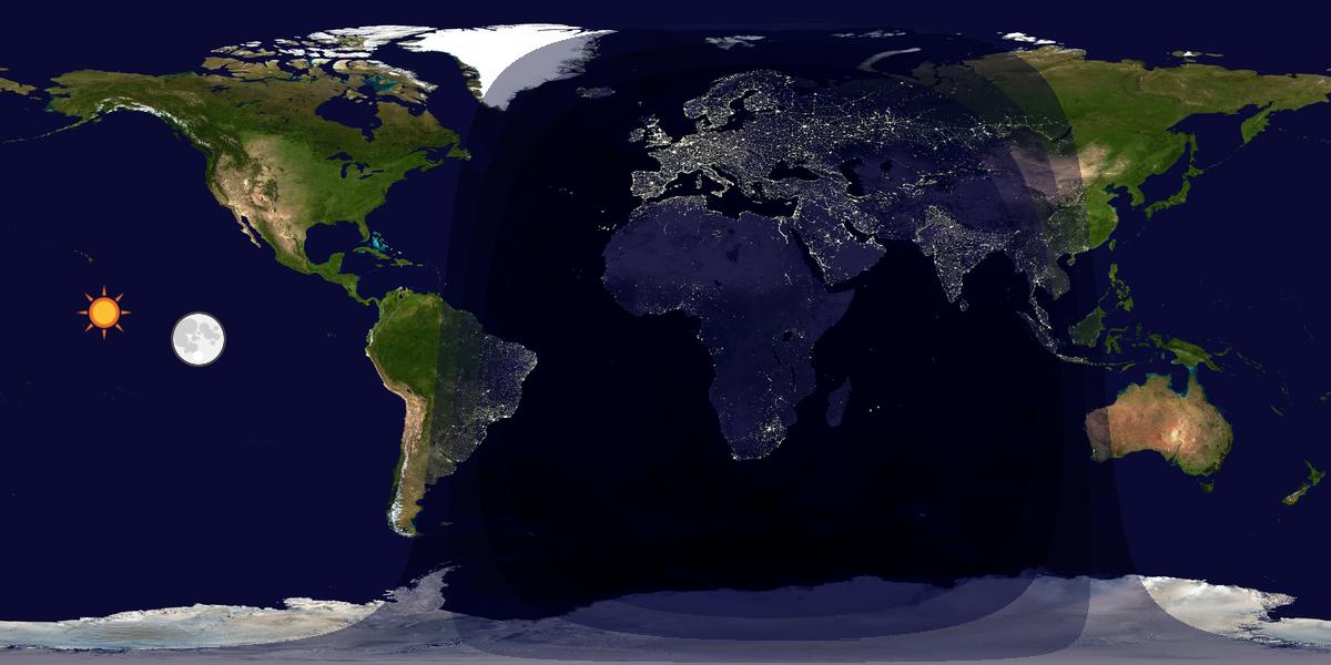 Verdenskart som viser dag og natt 