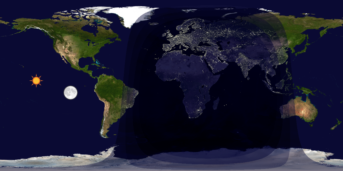 Verdenskart som viser dag og natt 