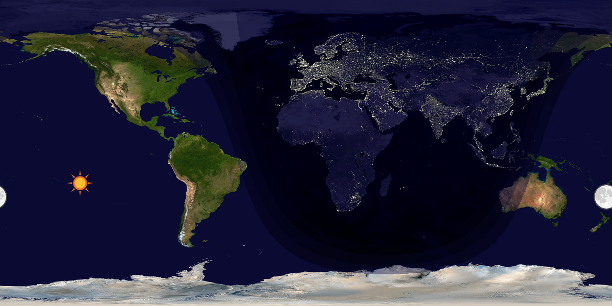 Verdenskart som viser dag og natt 