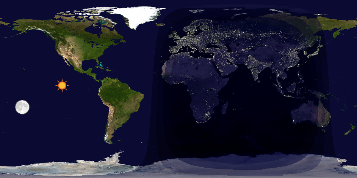 Verdenskart som viser dag og natt 