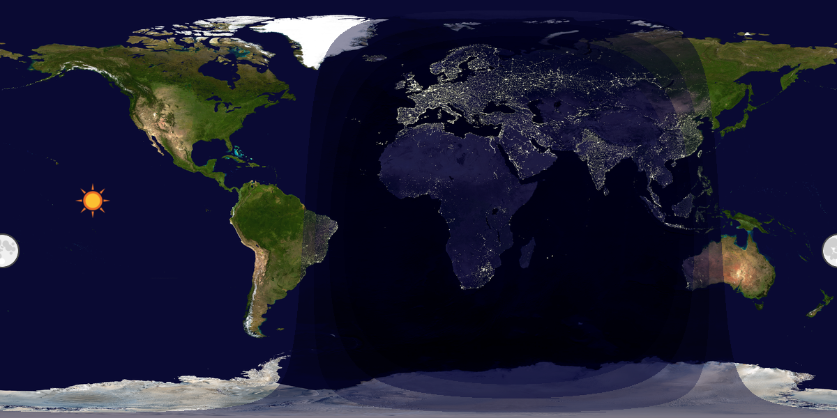 Verdenskart som viser dag og natt 