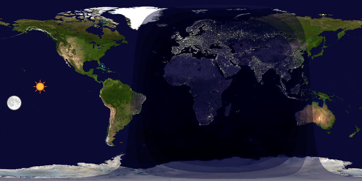 Verdenskart som viser dag og natt 