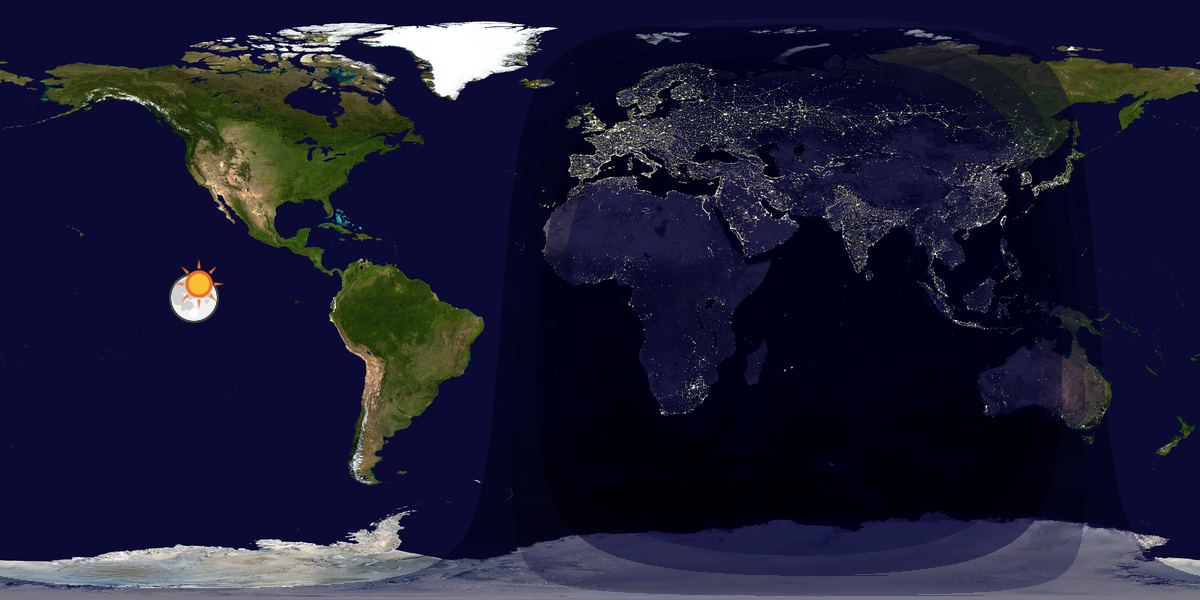 Verdenskart som viser dag og natt 