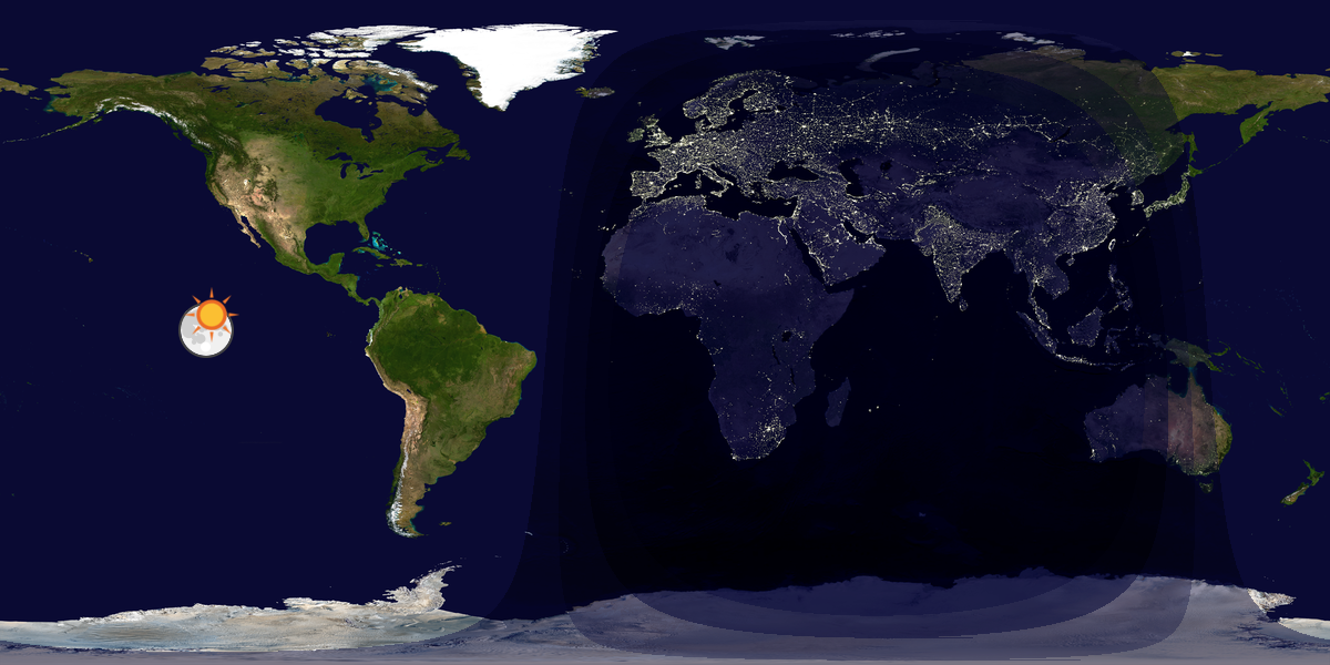 Verdenskart som viser dag og natt 