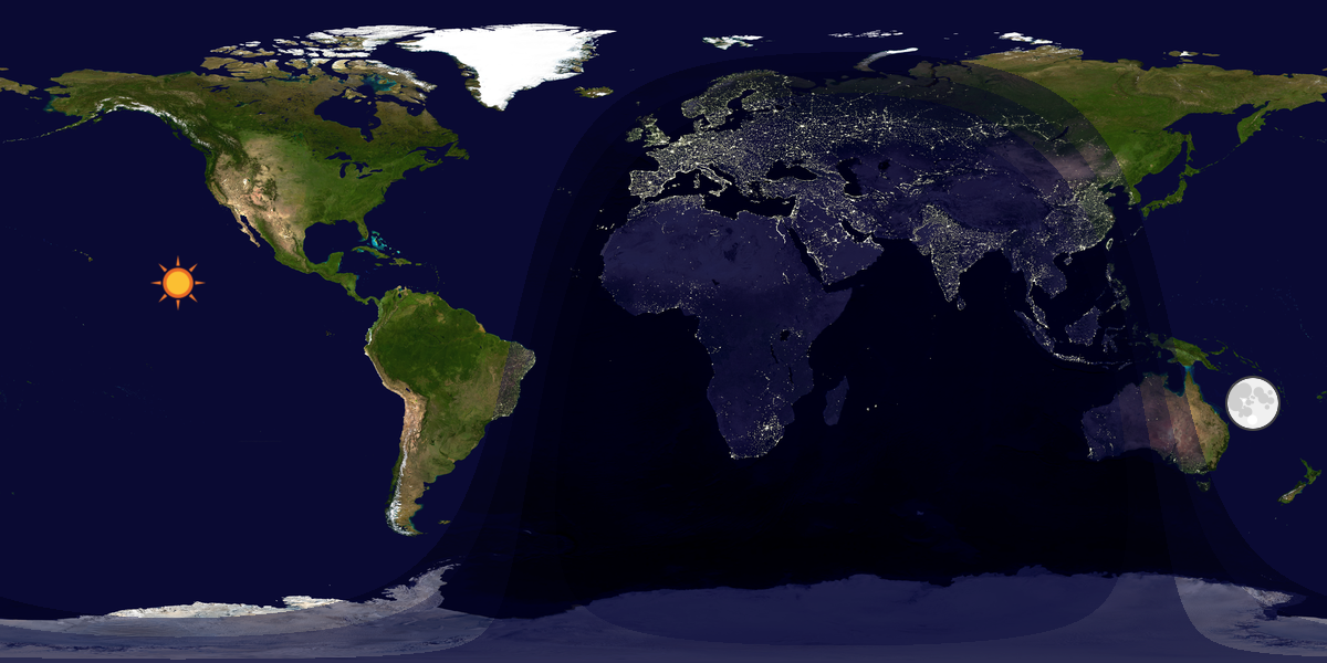 Verdenskart som viser dag og natt 