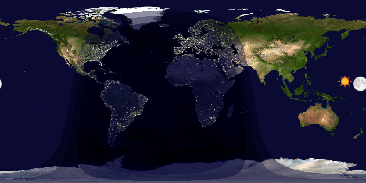 Verdenskart som viser dag og natt 