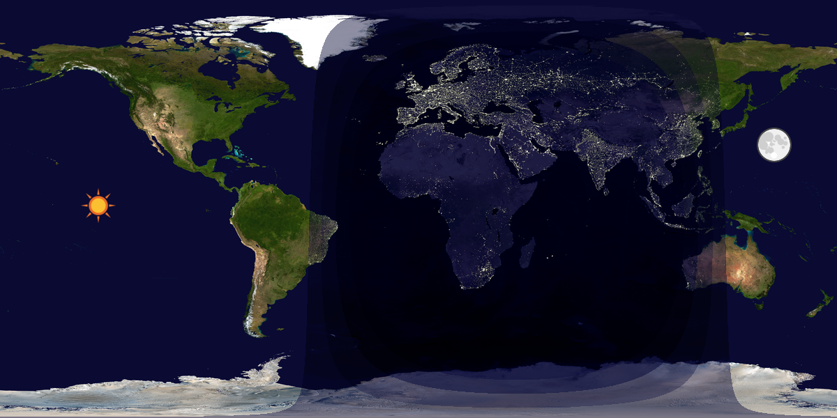 Verdenskart som viser dag og natt 