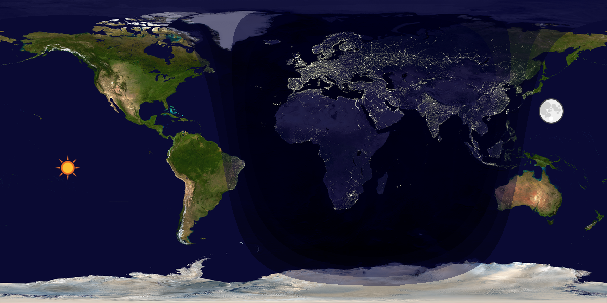 Verdenskart som viser dag og natt 