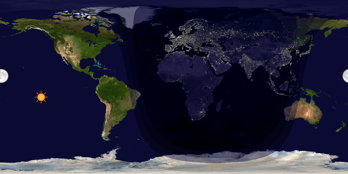 Verdenskart som viser dag og natt 