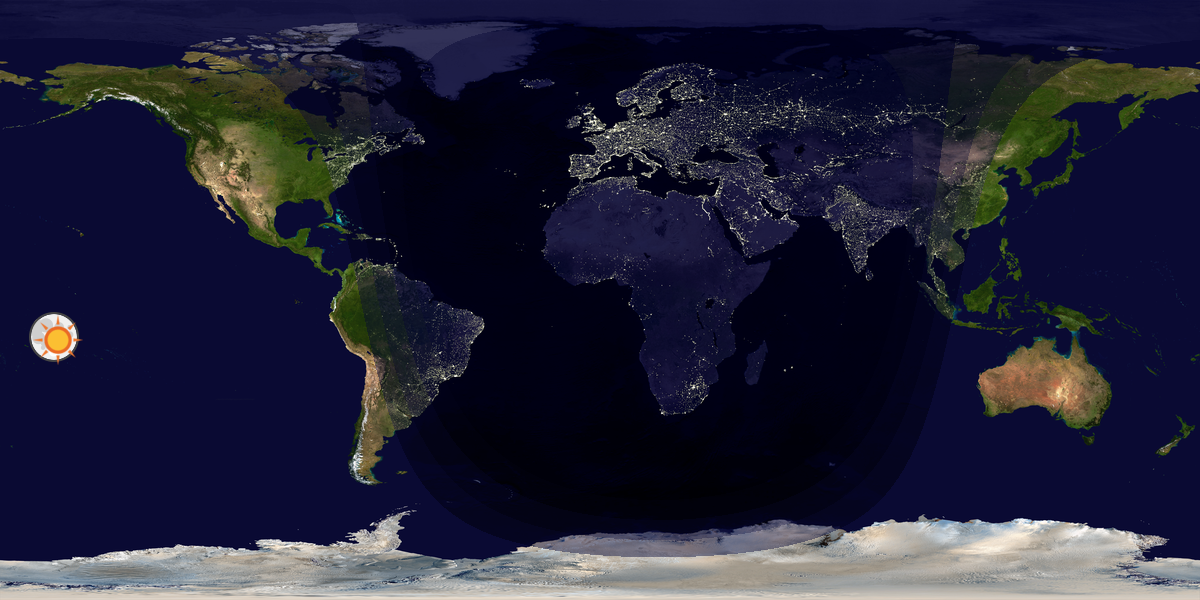 Verdenskart som viser dag og natt 