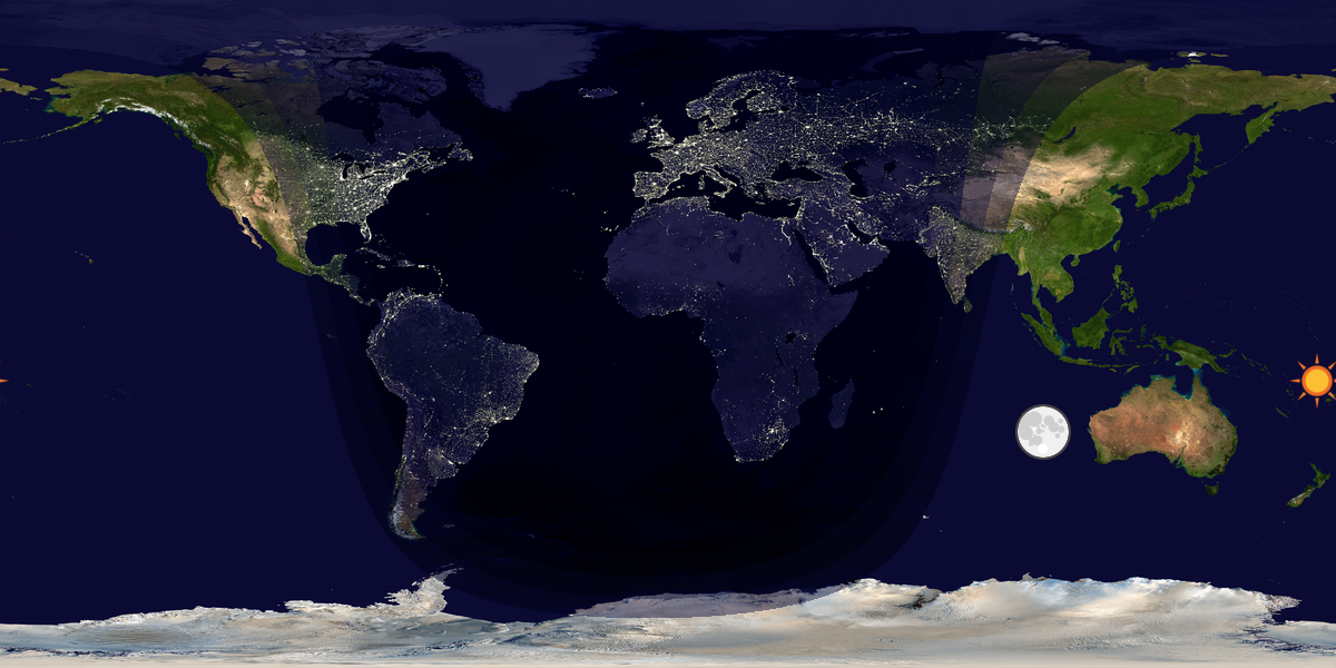 Verdenskart som viser dag og natt 