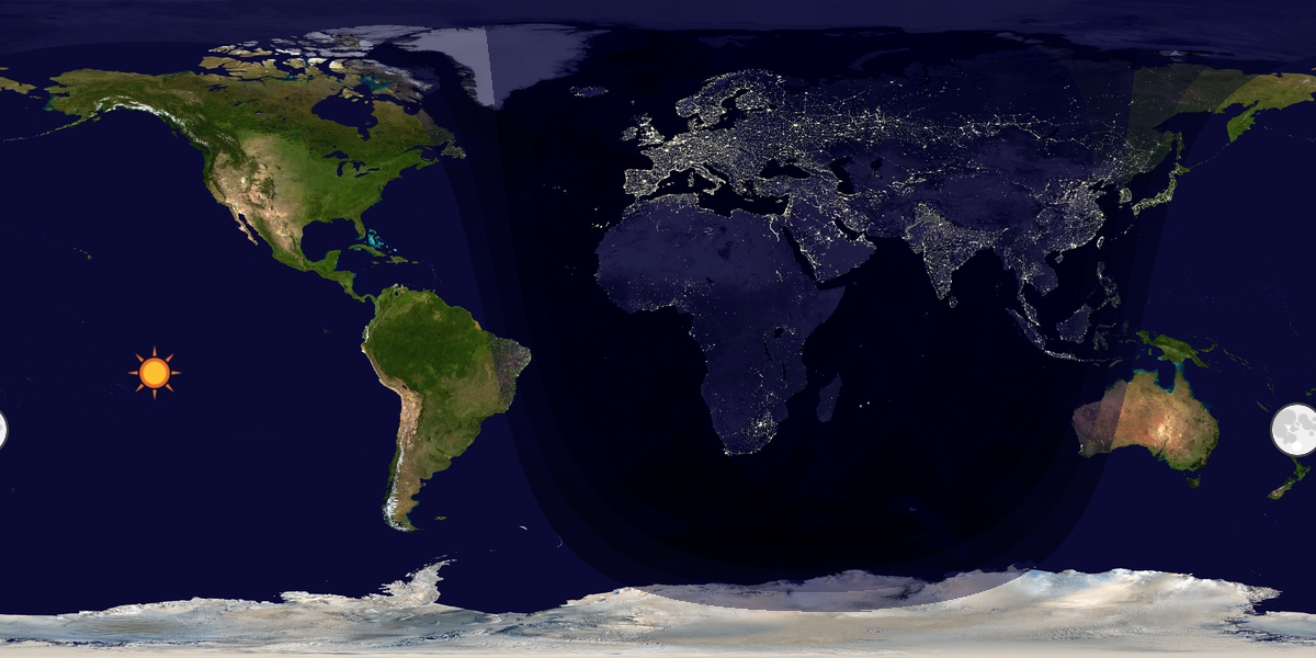 Verdenskart som viser dag og natt 