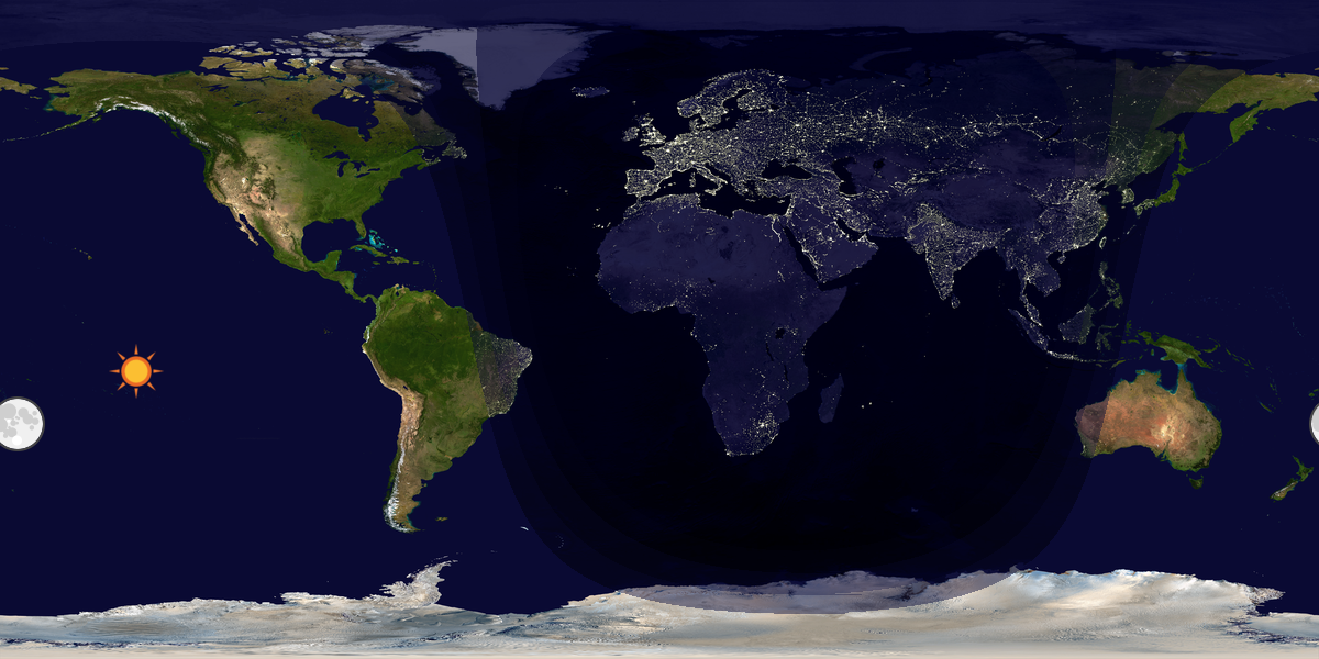 Verdenskart som viser dag og natt 