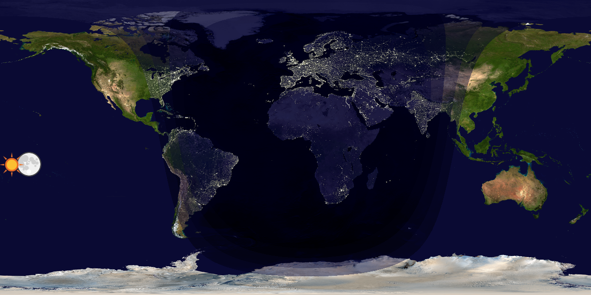 Verdenskart som viser dag og natt 