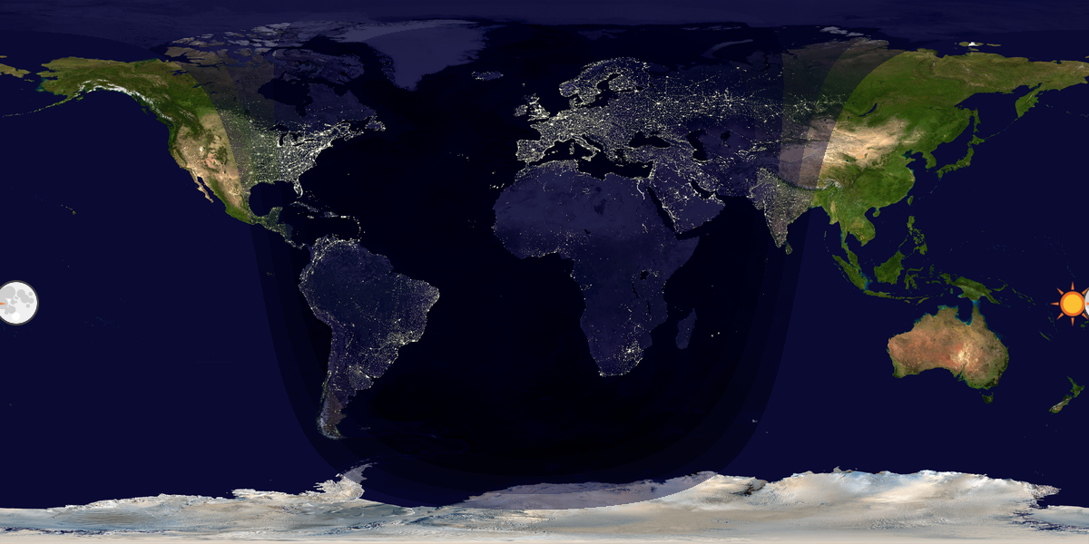 Verdenskart som viser dag og natt 