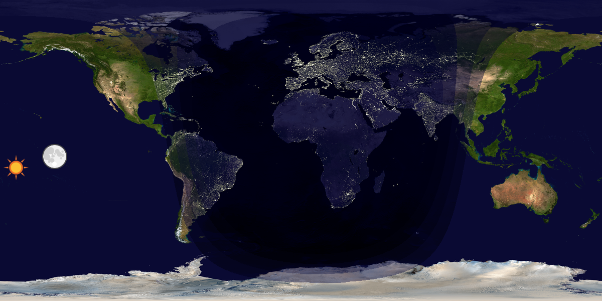 Verdenskart som viser dag og natt 