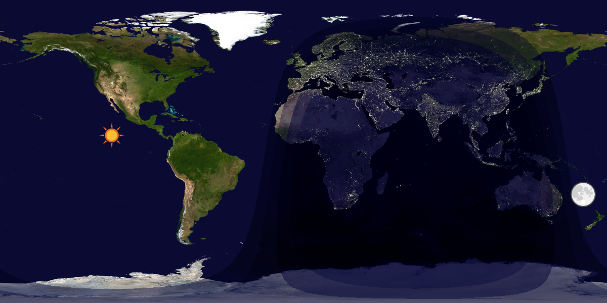 Verdenskart som viser dag og natt 