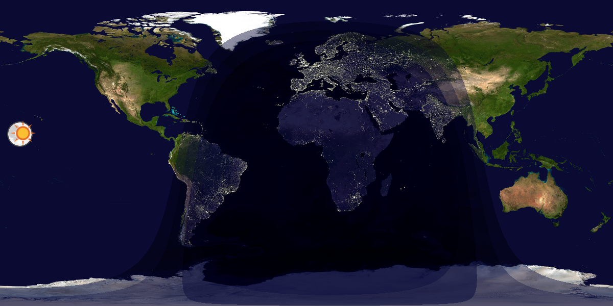 Verdenskart som viser dag og natt 