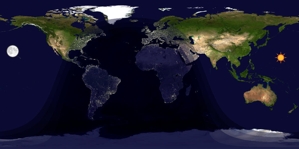 Verdenskart som viser dag og natt 