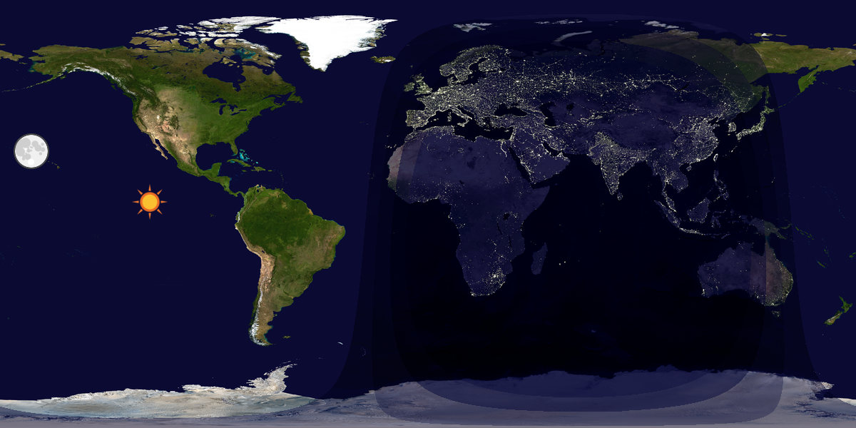 Verdenskart som viser dag og natt 